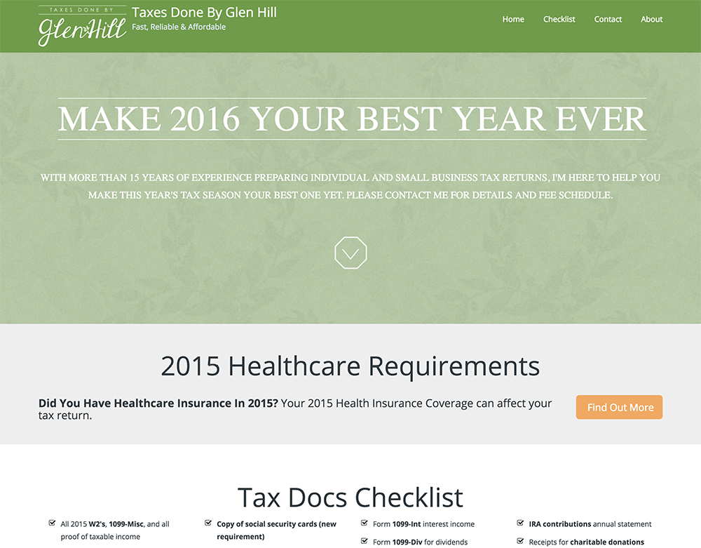 Taxes Done By Glen Hill: Website